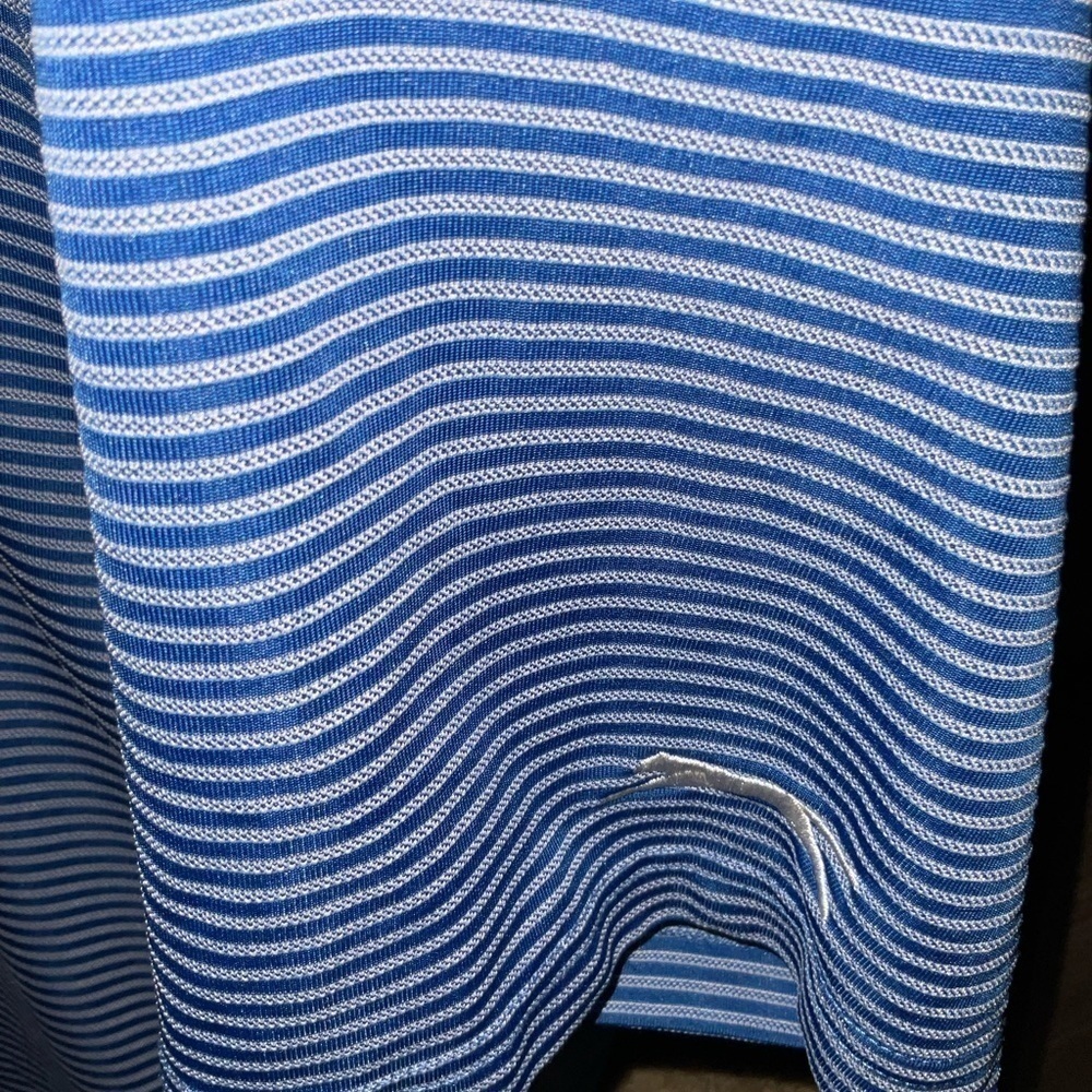Men’s used size L large Slazenger blue striped white polo golf shirt - Picture 2 of 3